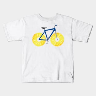 Bicycle With Fresh Pineapple Slice Rings Wheels Kids T-Shirt